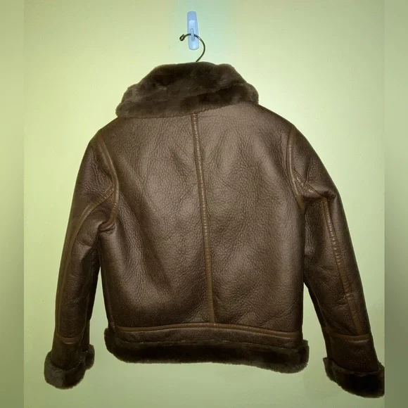 House of Harlow 1960 faux suede fur lined aviator bomber jacket coat XS NWOT - Picture 7 of 10